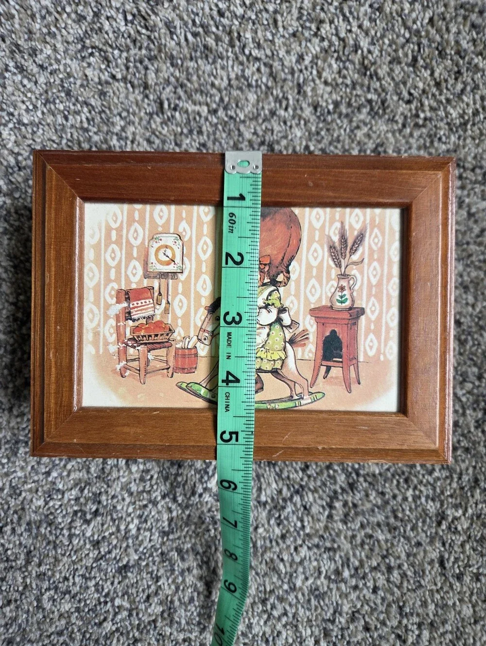 Vintage 1970s Wooden Jewelry / Trinket Box – Girl on Rocking Horse